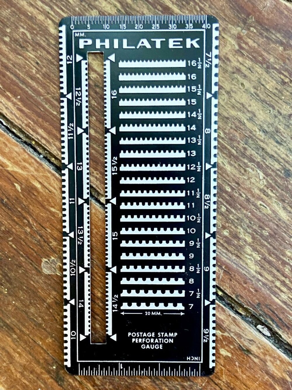Philatek Postage Stamp Perforation Gauge Vintage